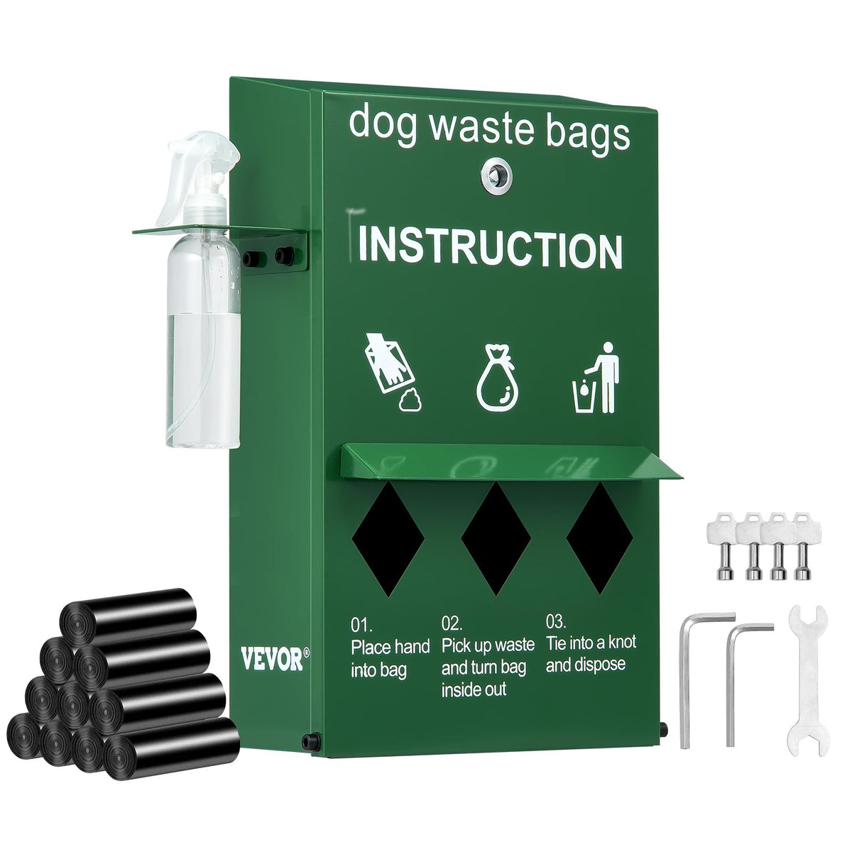 VEVOR dispensador-bolsas-caca-perro facilita la recogida al aire libre.