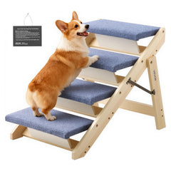 VEVOR escaleras de madera para mascotas, 4 pasos, apoyo estable para subir a la cama.
