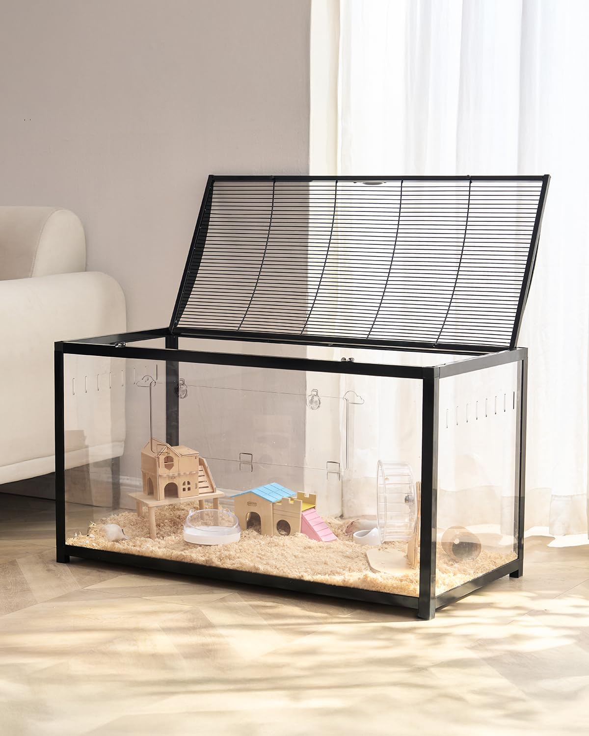 VEVOR jaula hamster 360 vista, observa movimientos con claridad