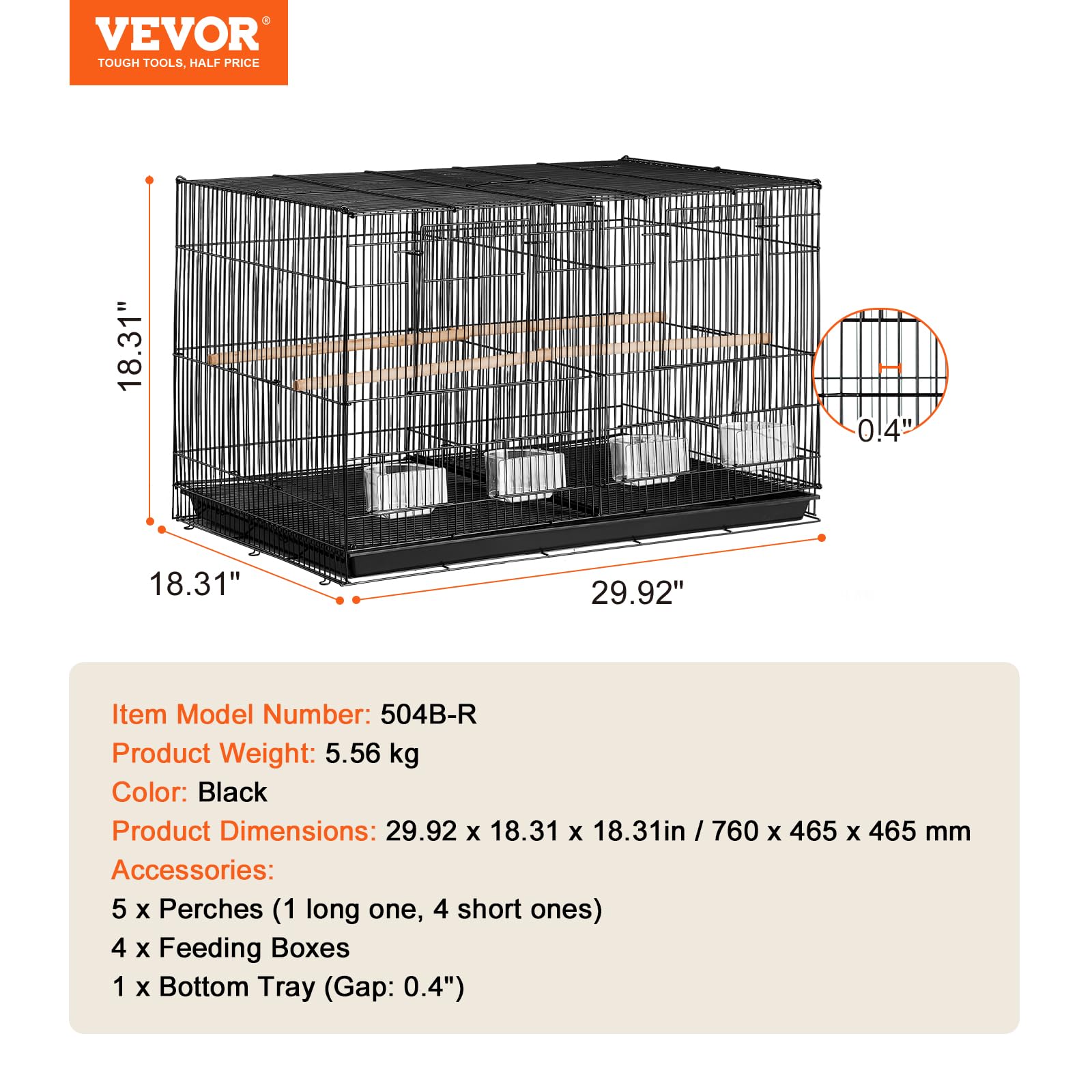 Jaula VEVOR con diseño apilable para ampliar espacio según necesidad.