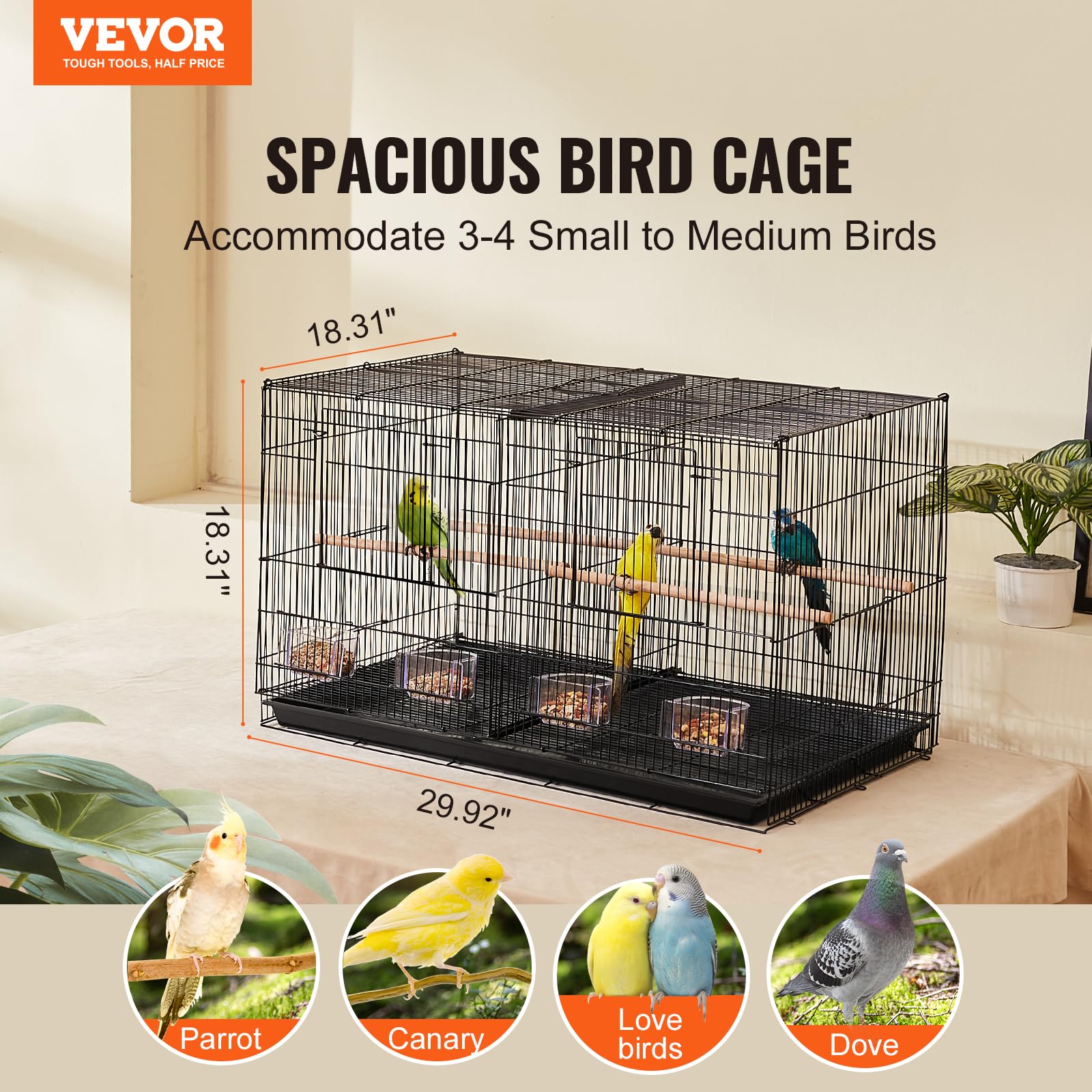 Jaula VEVOR divisible para mantener distintas aves en espacios separados.