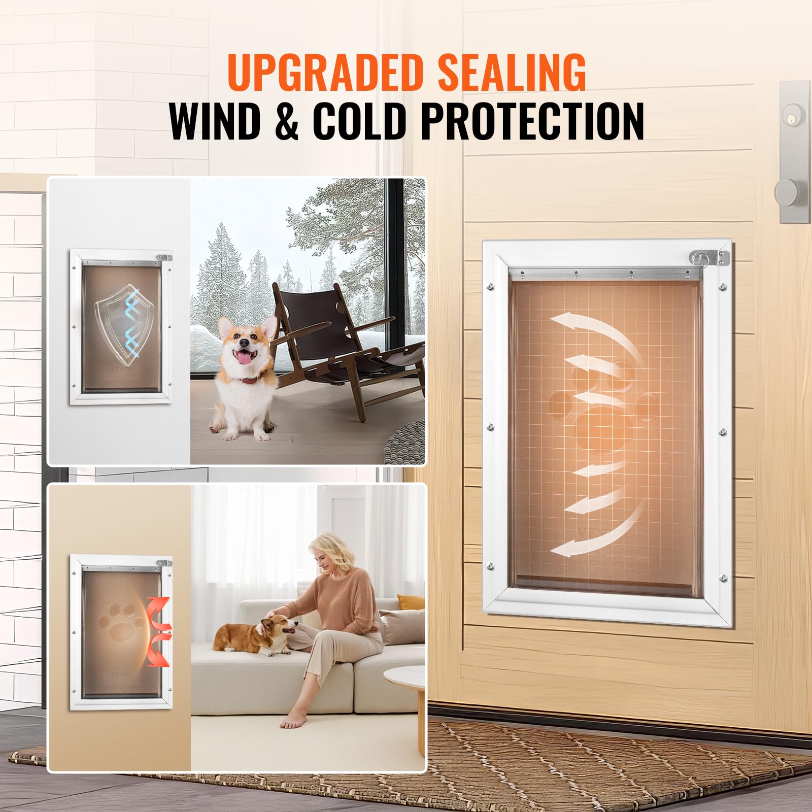 VEVOR pet door magnetic closure ensures quiet operation