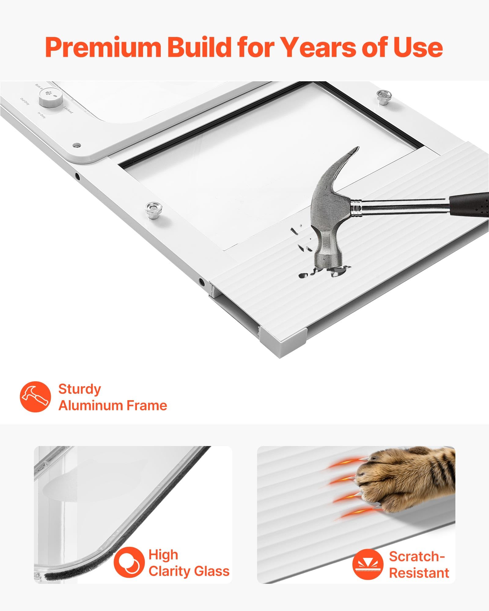 VEVOR puerta-gato-ventana-panel-vidrio-transparente: panel de vidrio claro para visibilidad y estilo.