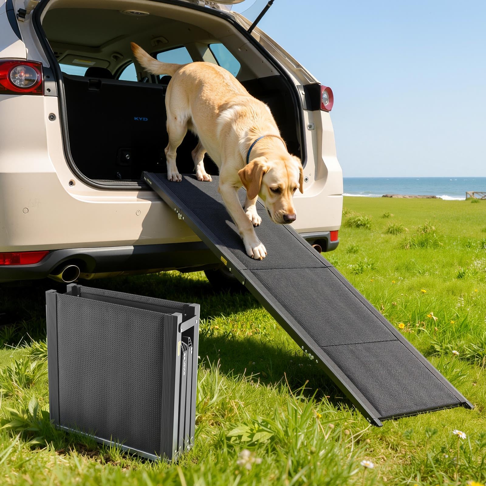 Rampa VEVOR para perros en coche, segura y estable para subir con tranquilidad