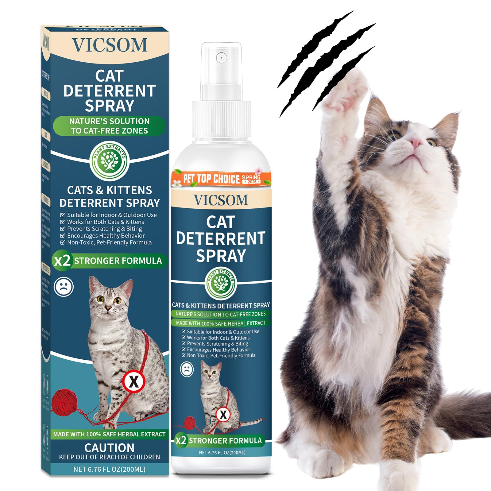 VICSOM botellas rociador repelente para gatos, previene arañazos en muebles.
