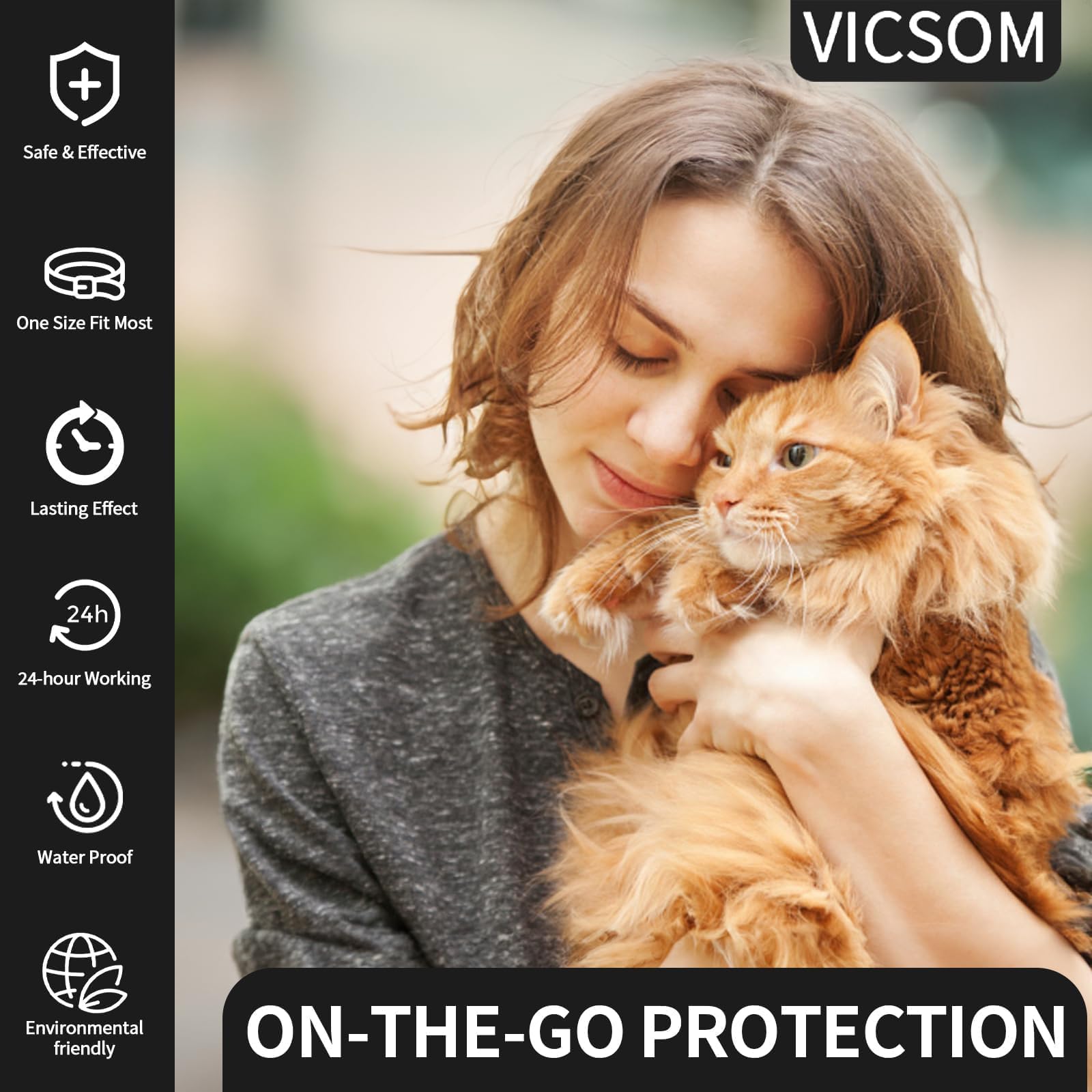 Fácil de aplicar, collar de gatos VICSOM para uso diario.