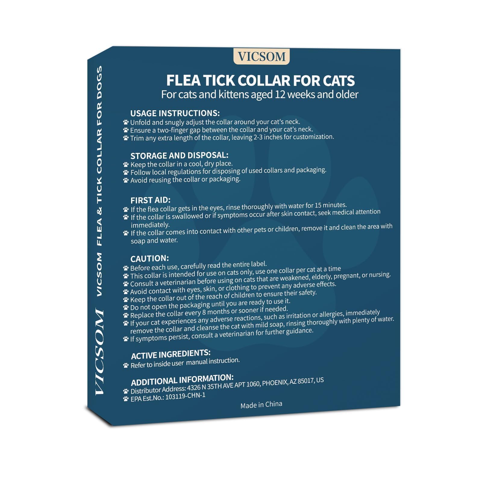 Pack 4 unidades de collar VICSOM para gatos, solución práctica.