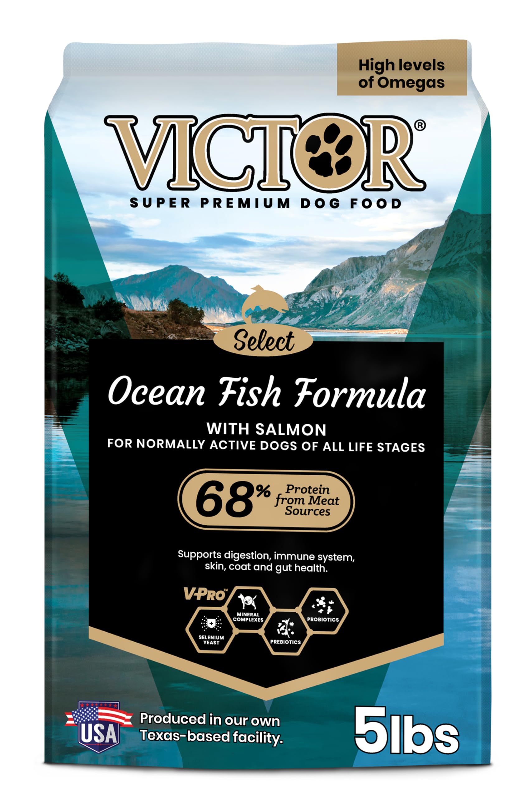 VICTOR Ocean Fish en bolsa, fórmula premium para perros activos y piel sana.