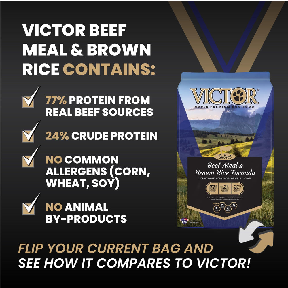 VICTOR Select producción en Texas con ingredientes de proveedores cercanos.