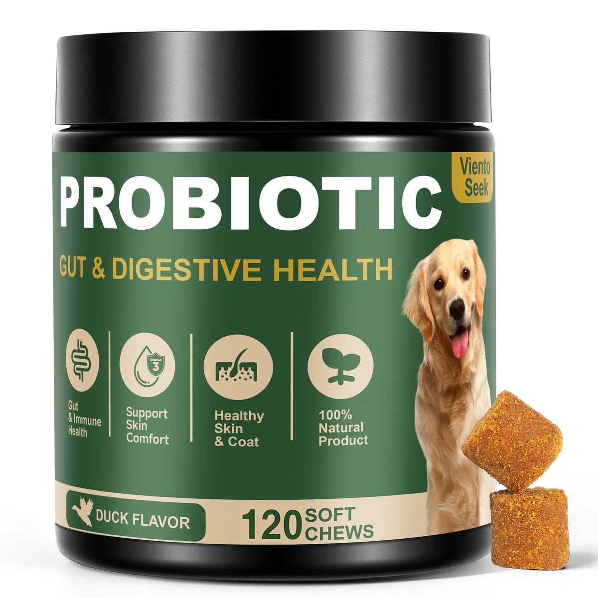 VientoSeek Probiotics para perros: enzimas que apoyan la digestión diaria
