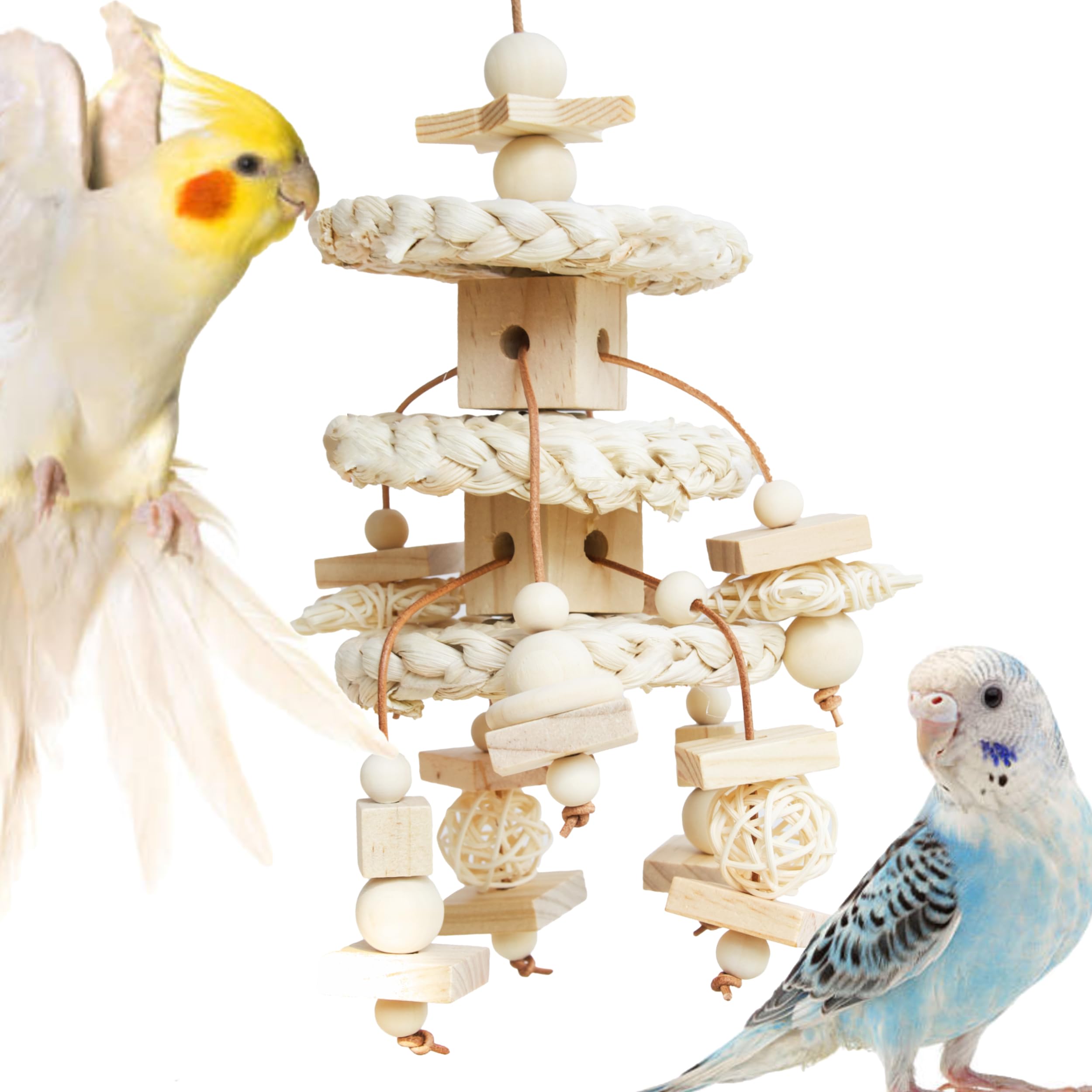 Juguete natural de Vildroohowl para aves, estimula masticación y forrajeo.