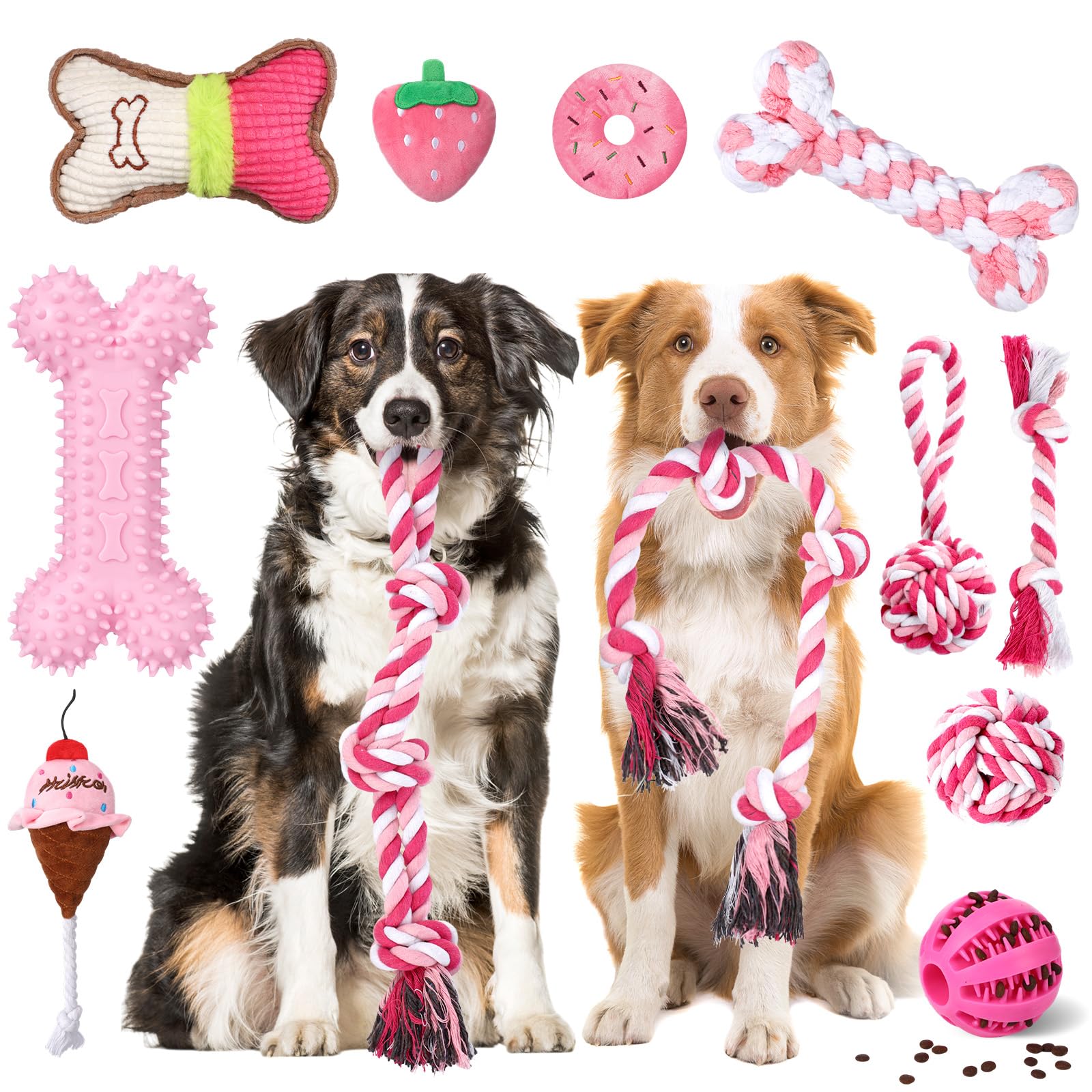 Vinsot conjunto de juguetes para perros grandes, seguro para juego y masticación.