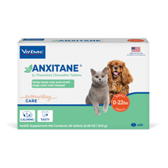Virbac ANXITANE tableta masticable sabor pollo para mascotas, ayuda a la relajación durante peluquería.