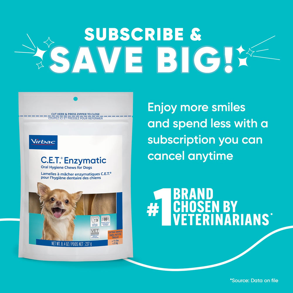 Virbac C.E.T cuidado bucal para perros, ayuda a mantener dientes limpios.