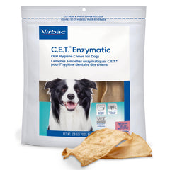 Virbac C.E.T. Enzimáticos dentales para perros en empaque, fresca conservación.