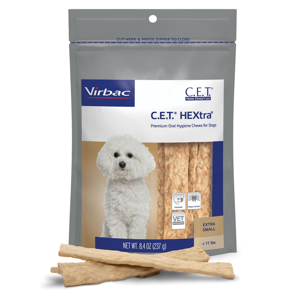 Virbac CET HEXtra Premium para perros, higiene oral diaria para menos de 11 libras, sabor agradable.