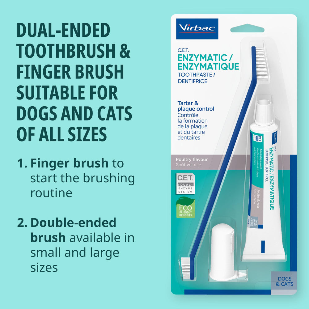 Virbac C.E.T. soft-bristles dog toothbrush for gentle brushing.