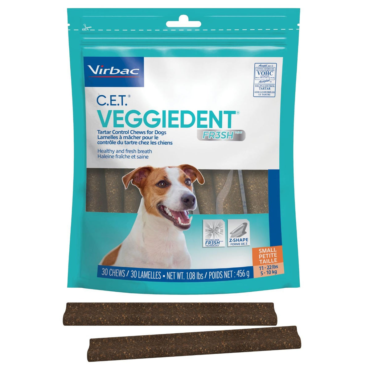 Virbac CET Veggiedent FR3SH: limpieza dental diaria para perros.