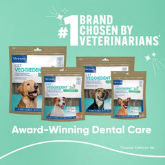 Virbac Veggiedent Zen con forma en Z para alcanzar dientes frontales y traseros.