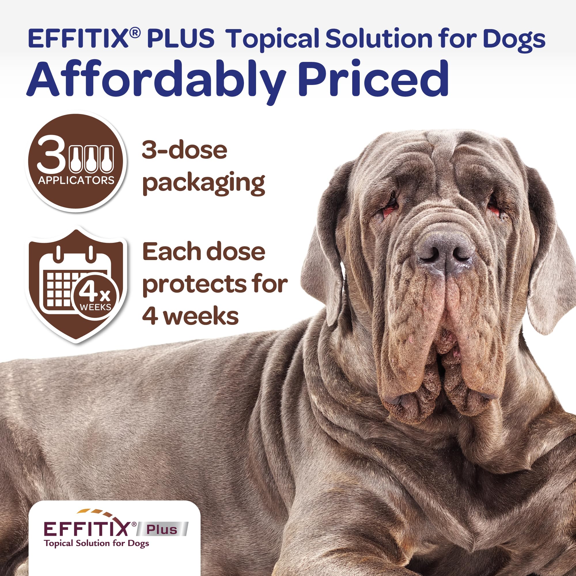 Virbac EFFITIX PLUS: dosis para perros entre 89 y 132 libras