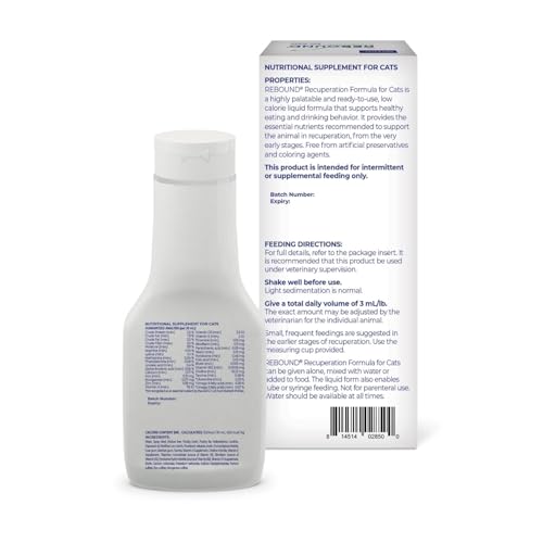 Virbac REBOUND, etiqueta nutricional, proporciona nutrientes esenciales para la digestión y el bienestar.