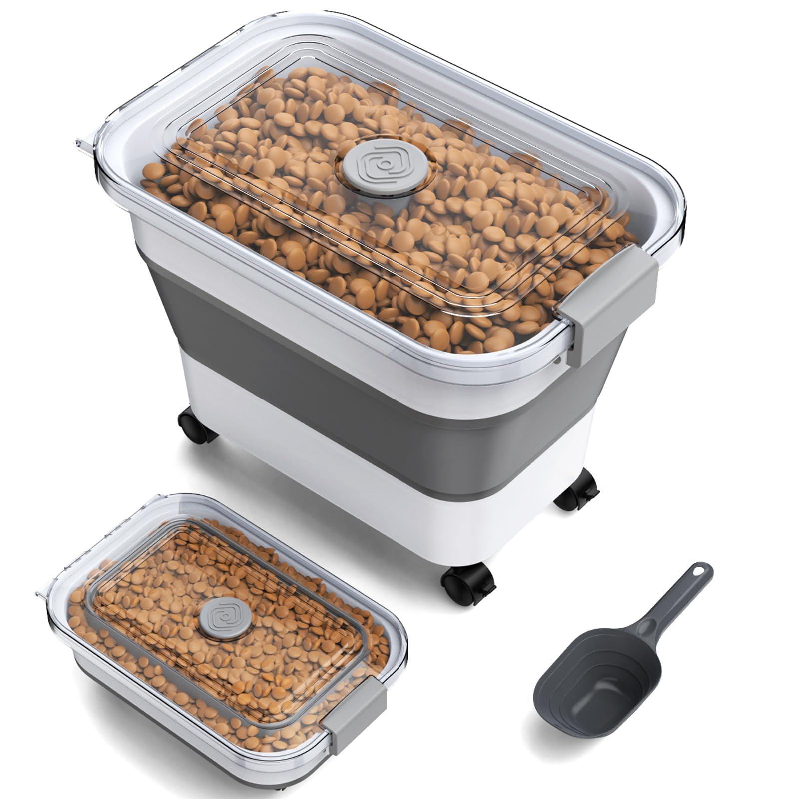 Viretec contenedor para alimento de perros, plegable, ahorro de espacio en la cocina.