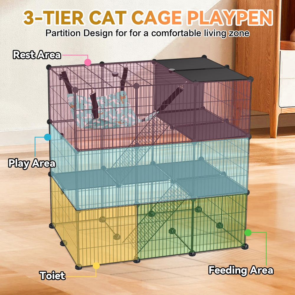 Viscoo jaula gatos 3 niveles, interior espacioso para jugar y descansar