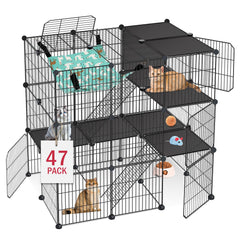 Viscoo jaula para gatos 36x24x36, vista frontal, espacio cómodo para 1-3 felinos