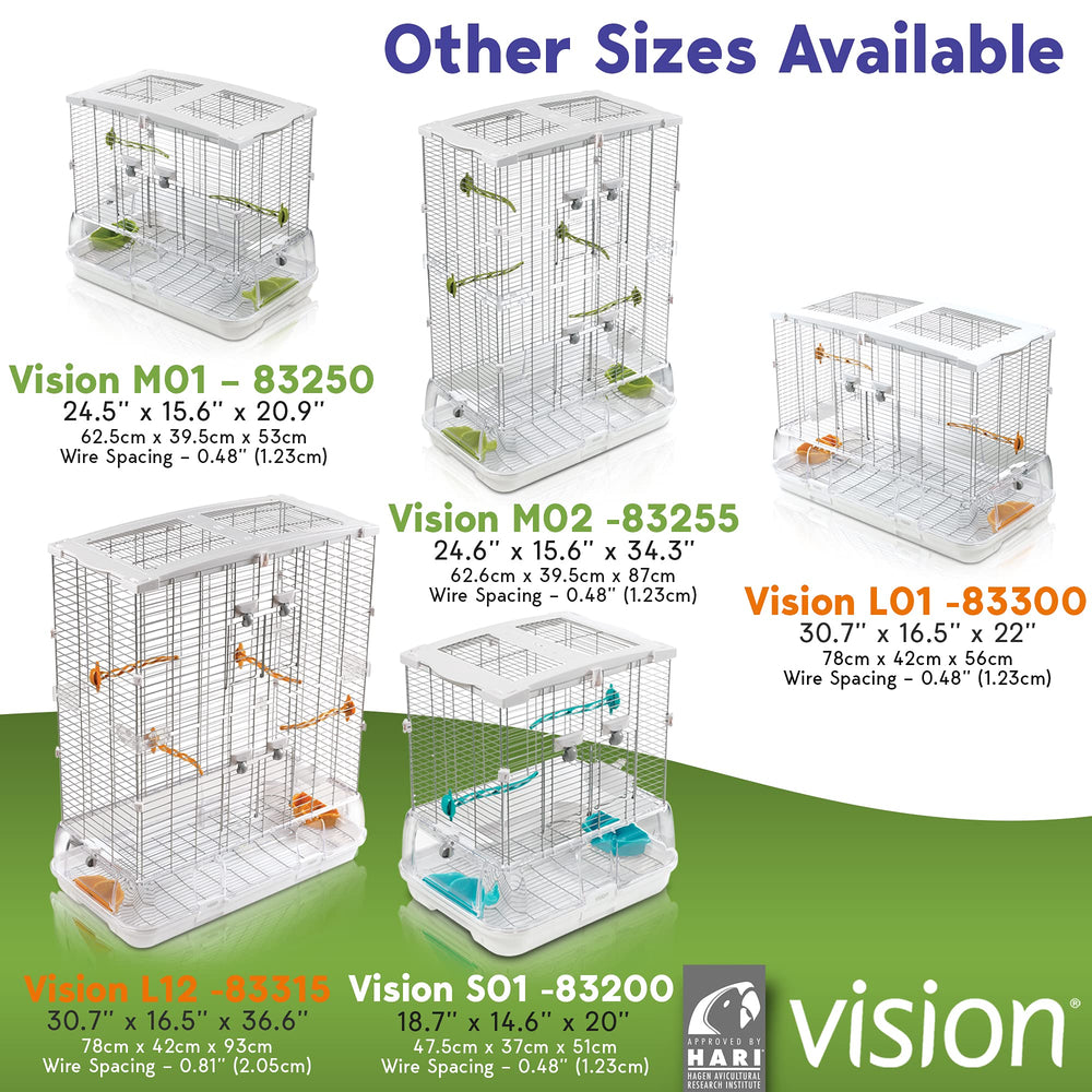 Vision M02 variedad de tamaños: adecuada para varias aves y especies.