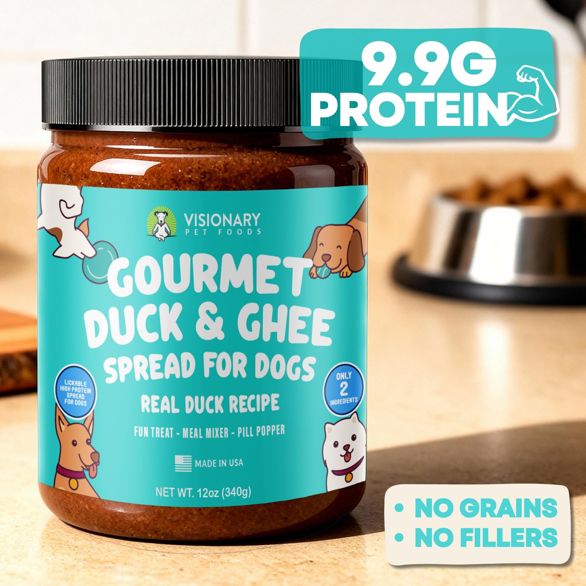 Pasta de pato cremosa Visionary Pet Foods para untar en meriendas.