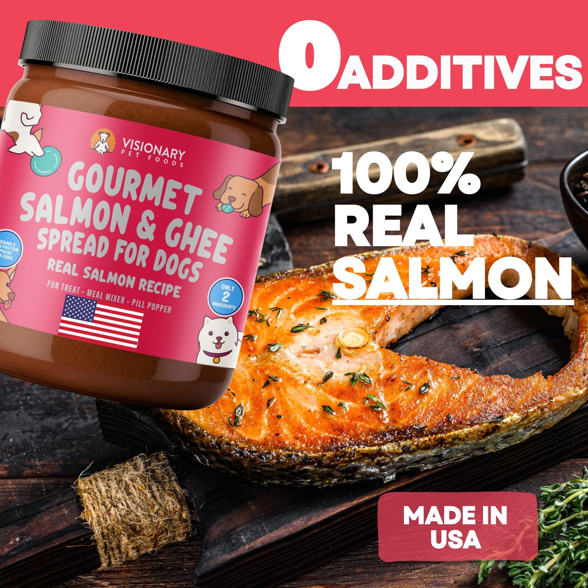 Visionary Pet Foods Salmon Meat Spread bolsillos para pastillas, facilitando la administración