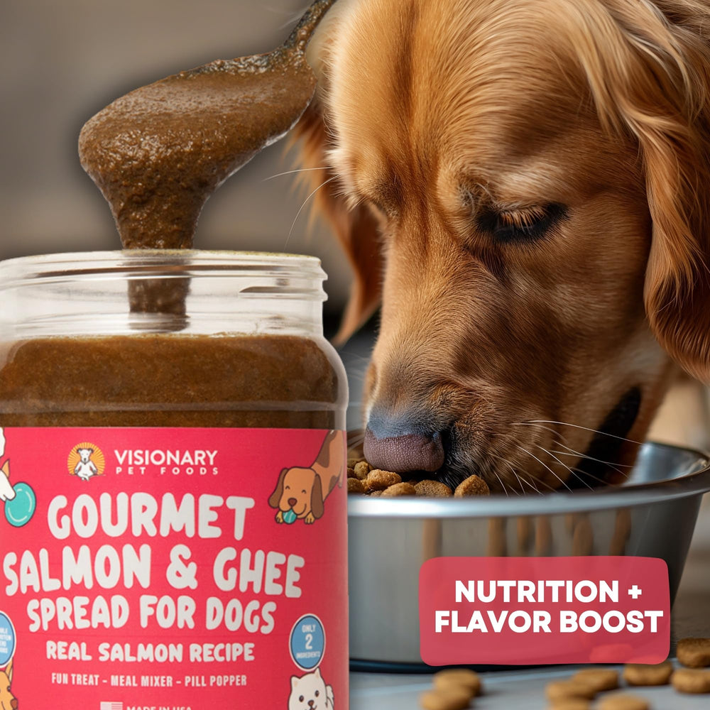 Visionary Salmon Meat Spread ayuda a relajar a tu perro durante momentos estresantes