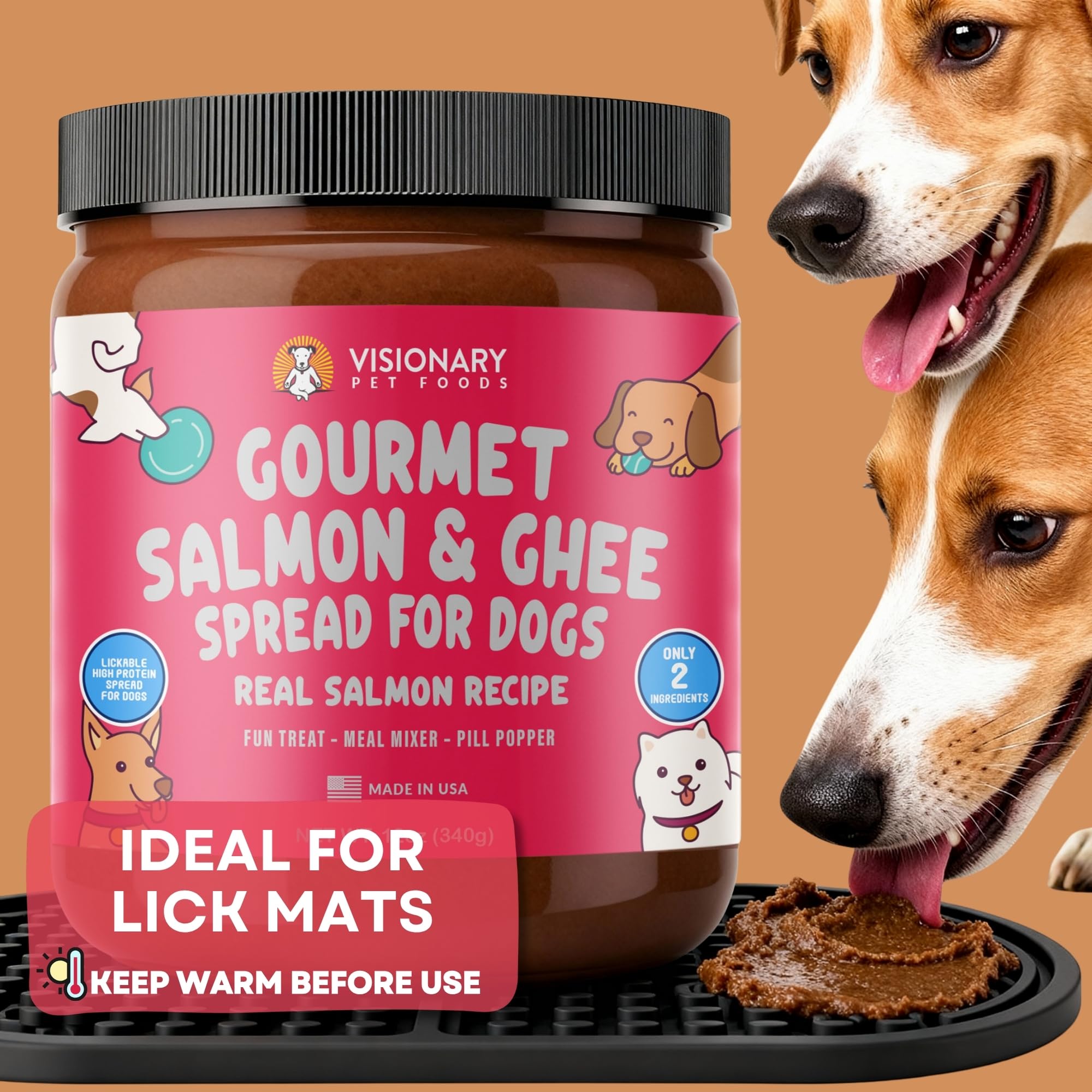 Visionary Pet Foods Salmon Meat Spread relleno para juguete, ideal para juegos y enriquecimiento