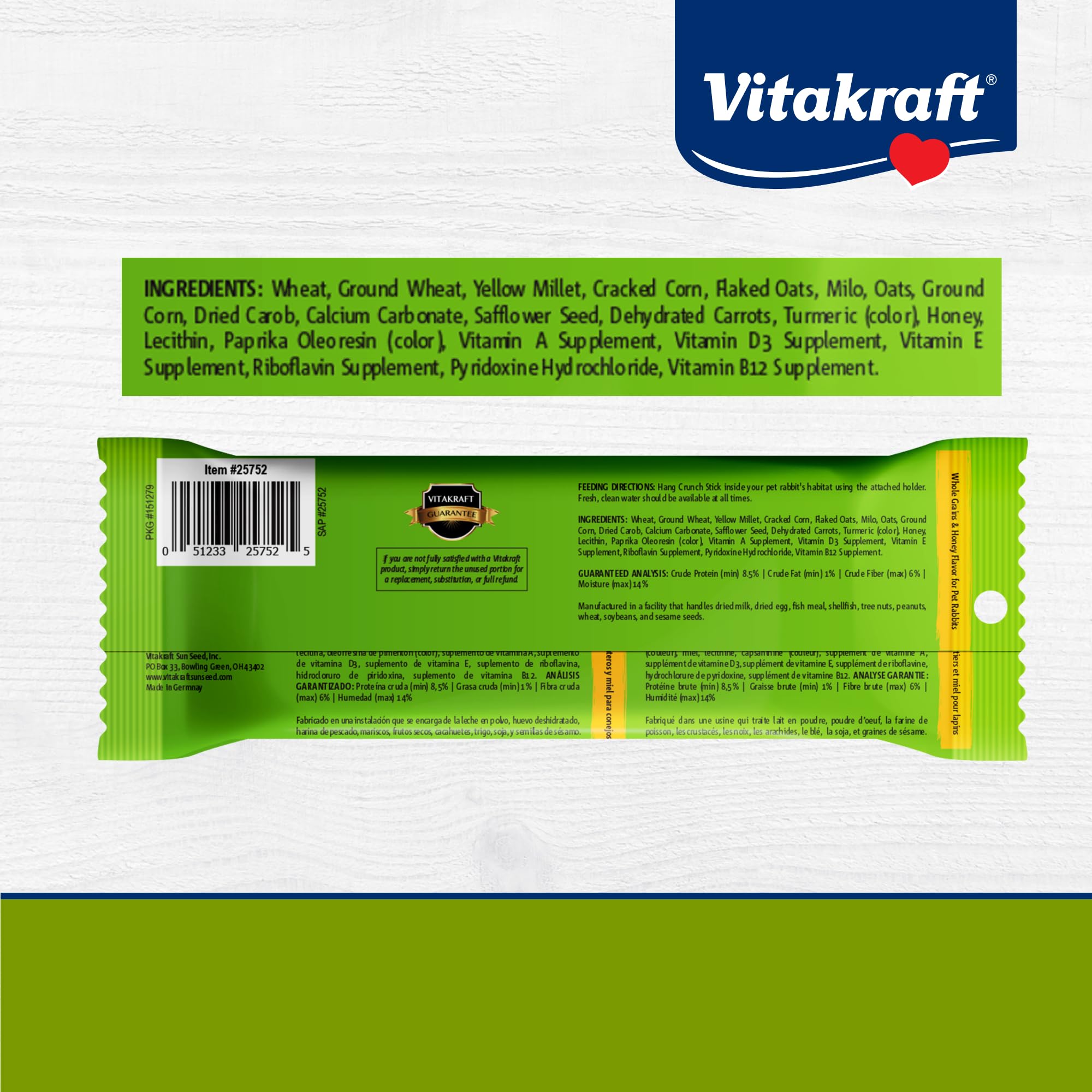 Vitakraft aroma a miel agradable que estimula el interés.