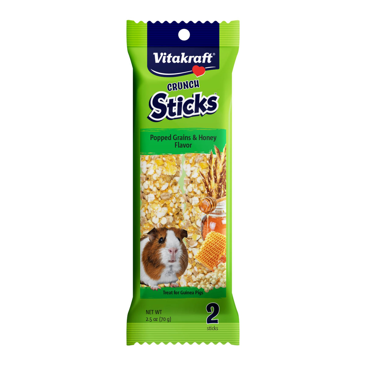 Vitakraft Crunch Sticks conejillo de indias en empaque, ideal para la rutina diaria.
