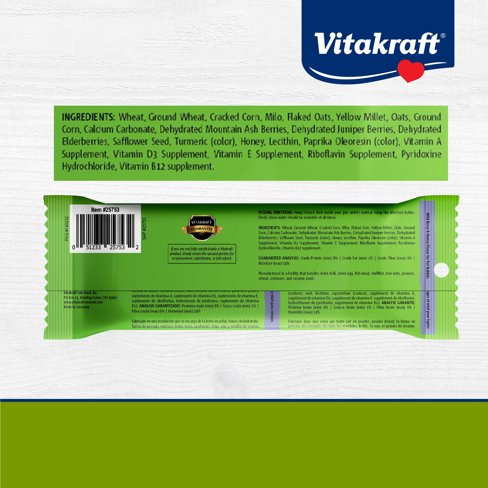 Vitakraft Crunch Sticks como enriquecimiento diario para conejos activos.