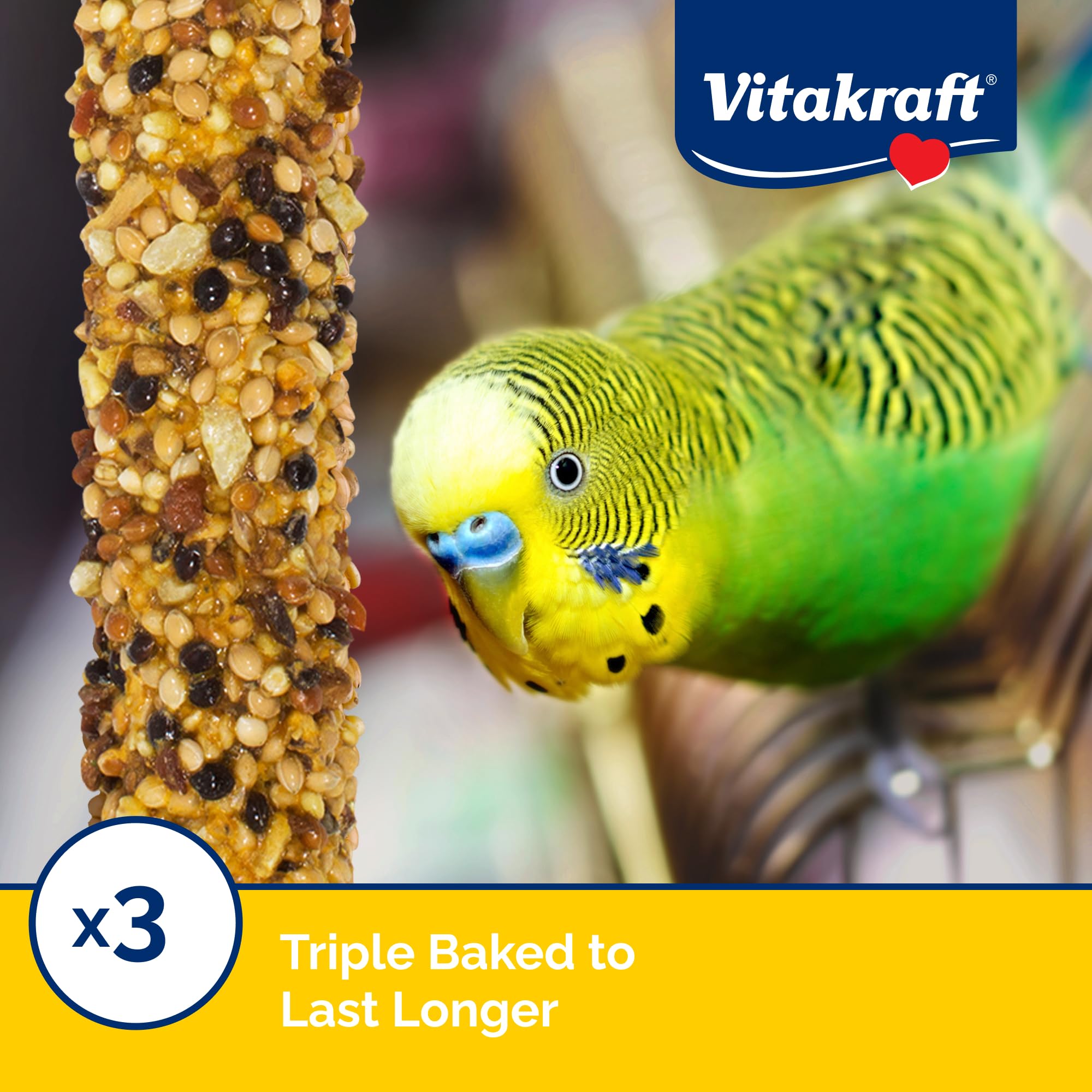 Vitakraft Crunch Sticks para periquito: vitaminas y minerales para apoyo nutricional diario.