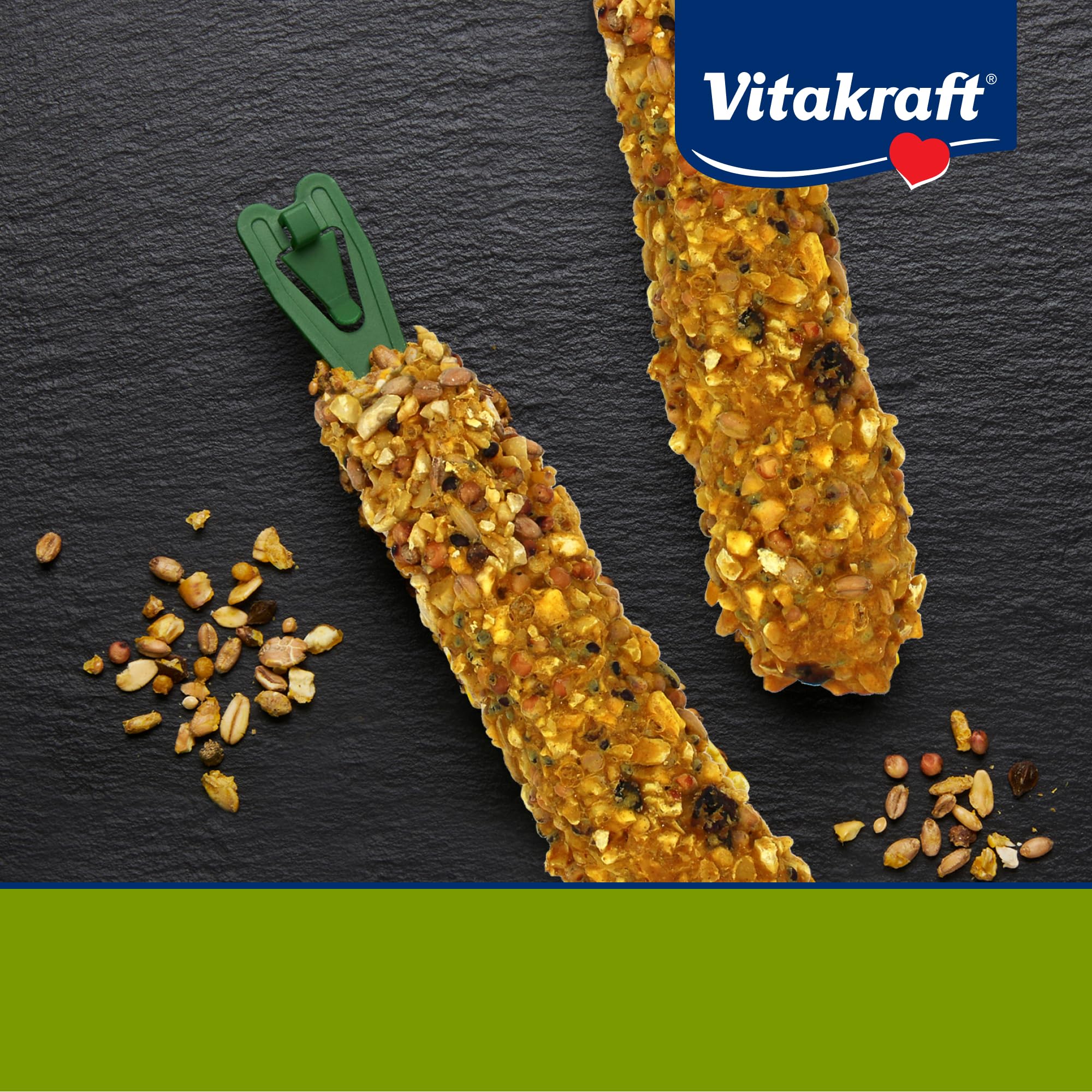 Vitakraft Crunch Sticks snack natural con granos y cacahuates.
