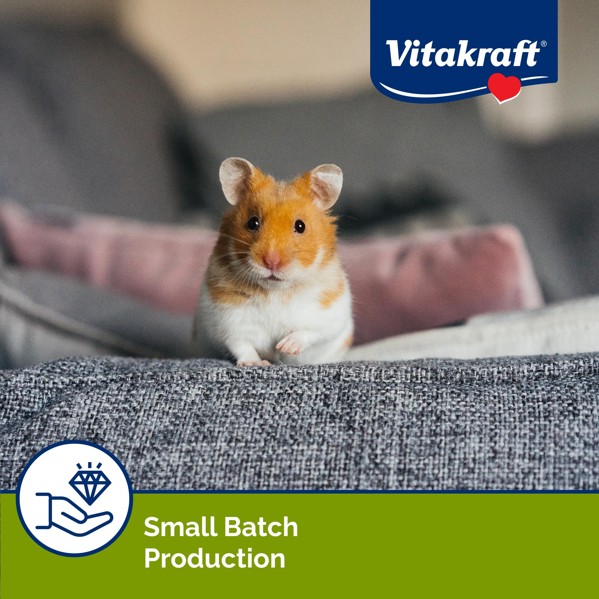 Sabor a fresa natural de Vitakraft Hamster Strawberry Drops, atractivo para hámsters.