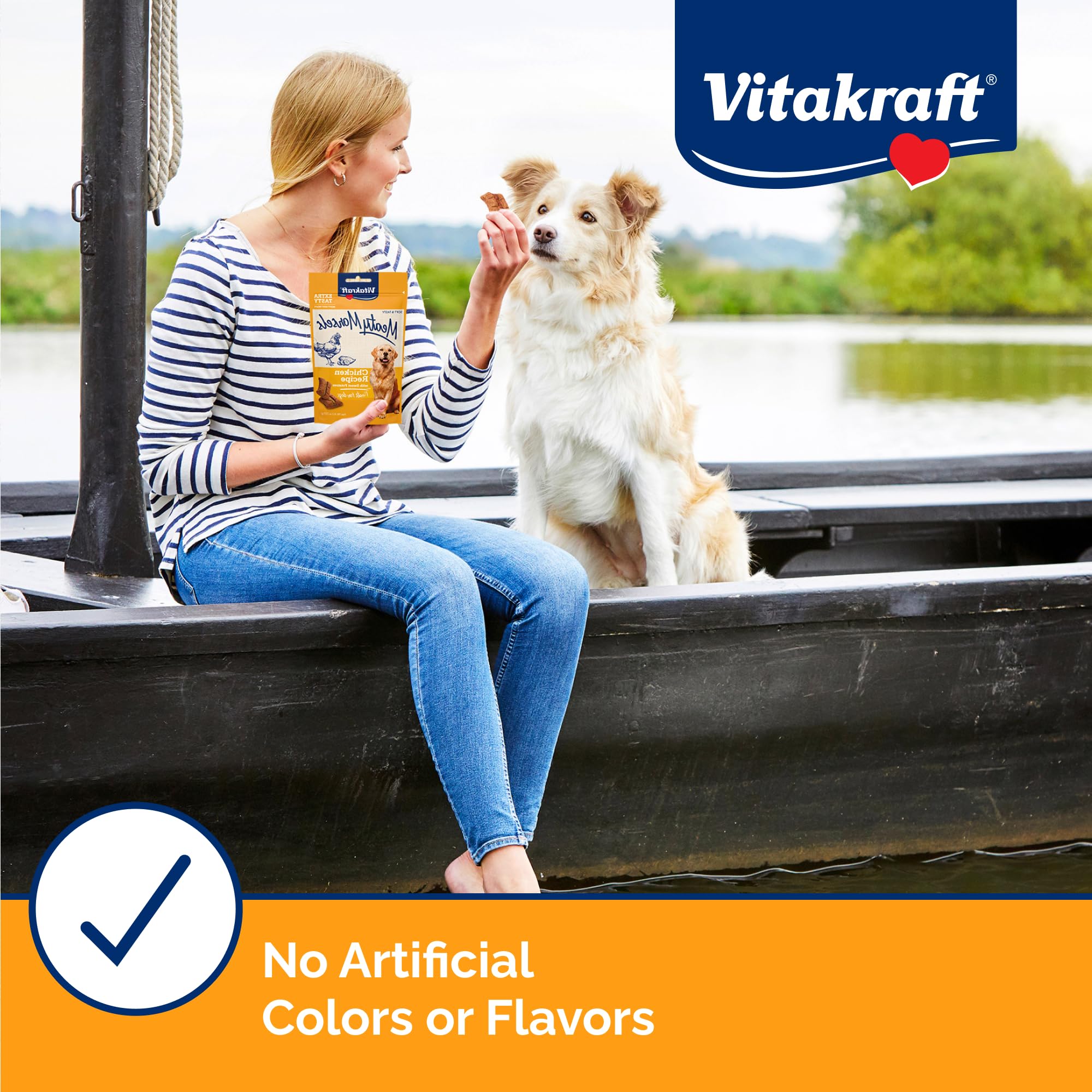 Vitakraft Meaty Morsels resealable bag keeps treats fresh between snacks.