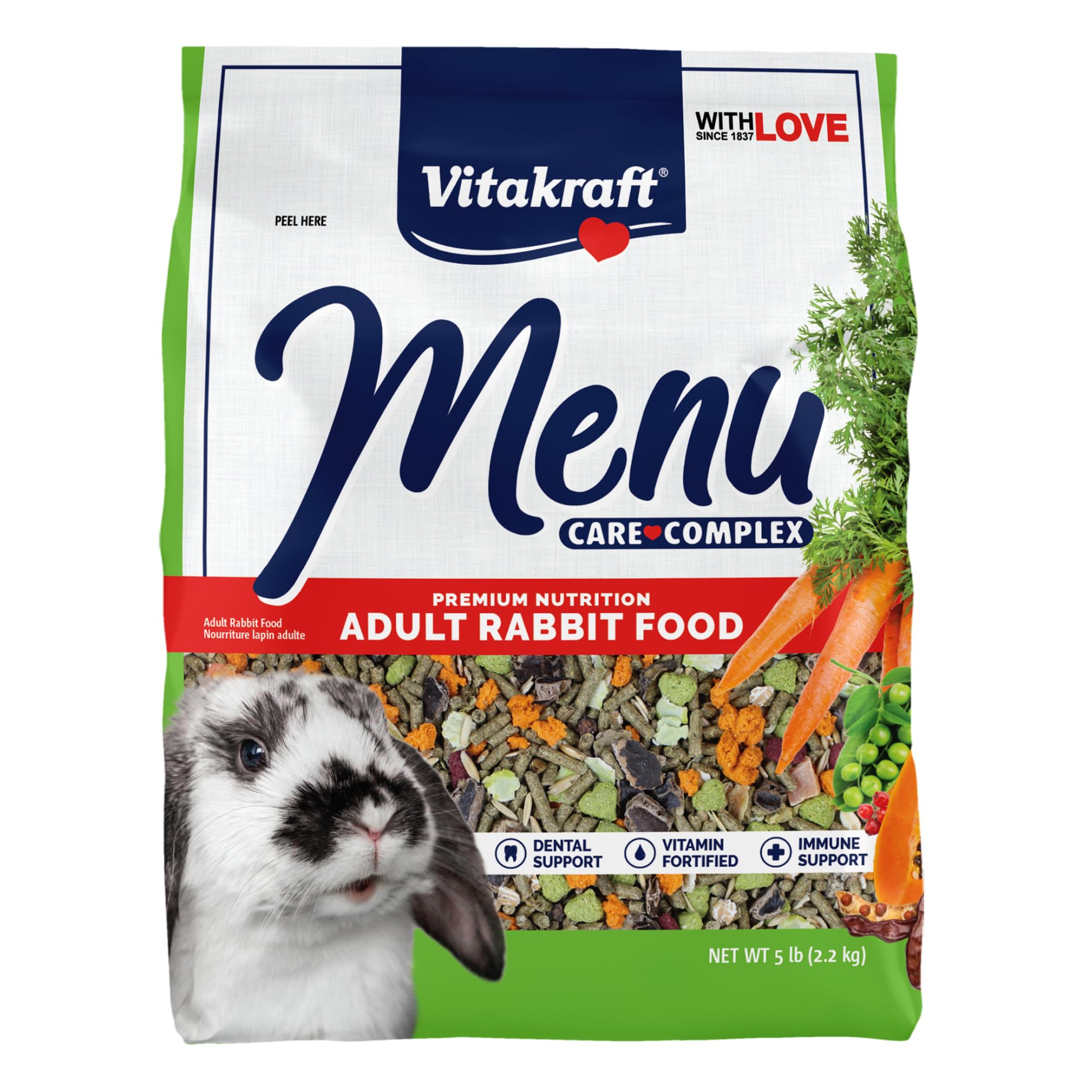 Vitakraft Menu Premium para conejos: porciones de alfalfa que apoyan la digestión.