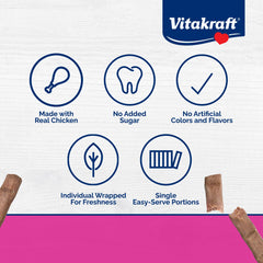 Vitakraft PurrSticks porciones separadas de pollo facilitan porciones controladas.