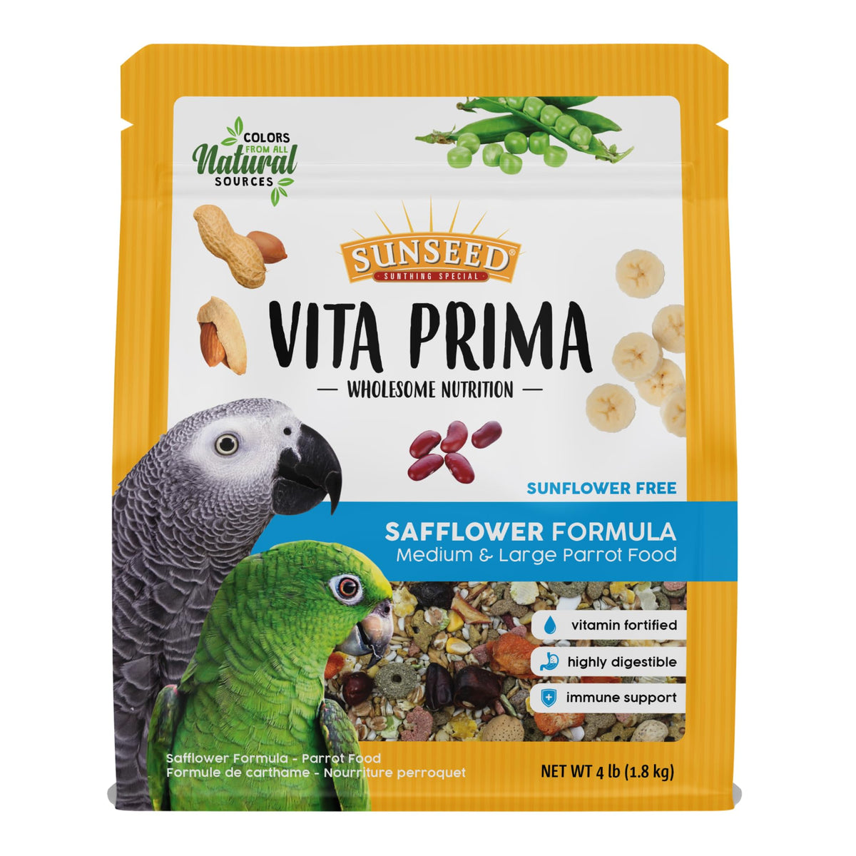 Vitakraft Sunseed Vita Prima en bolsa de 4 lb para loros medianos y grandes