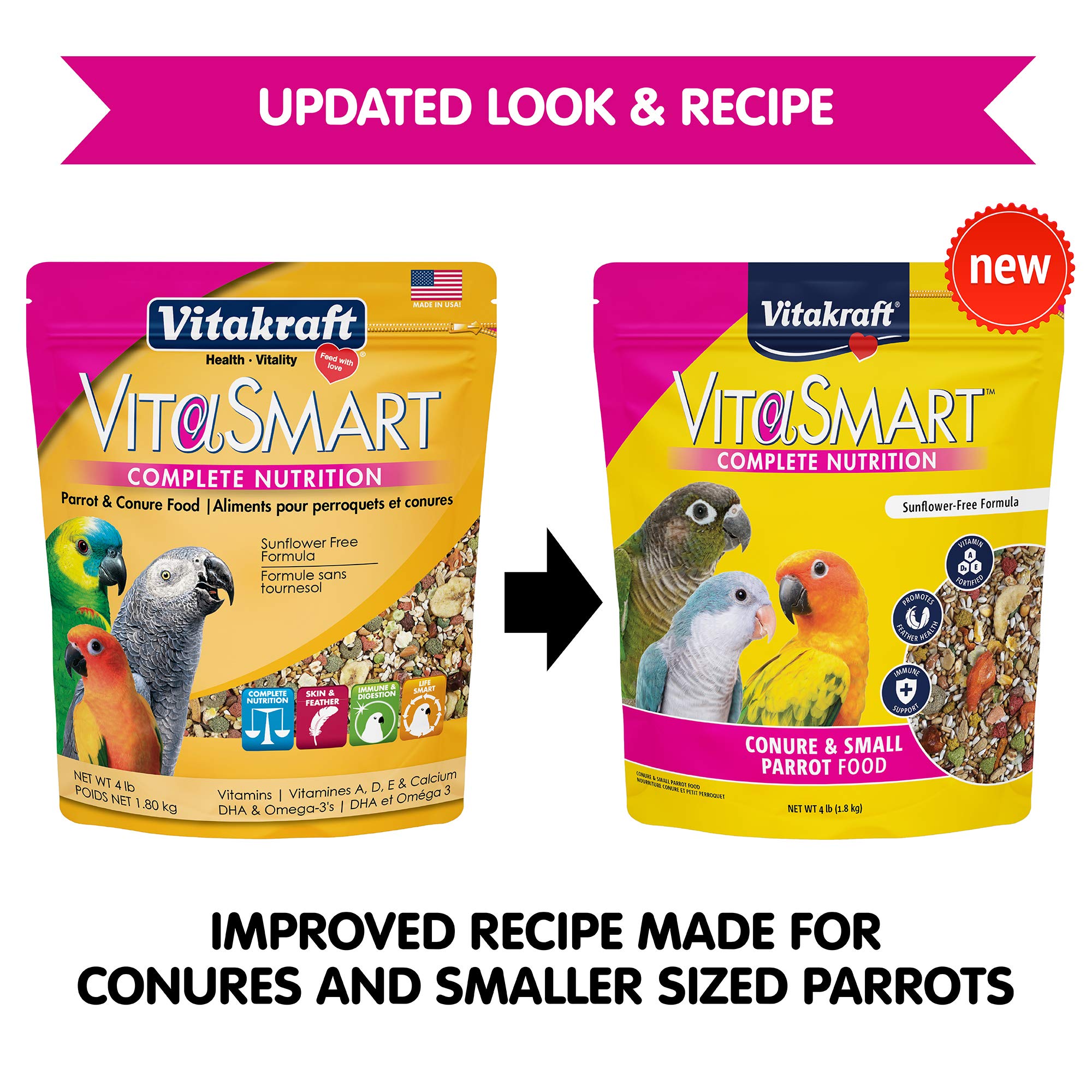 Vitakraft VitaSmart para loros pequeños semillas crujientes para textura atractiva.