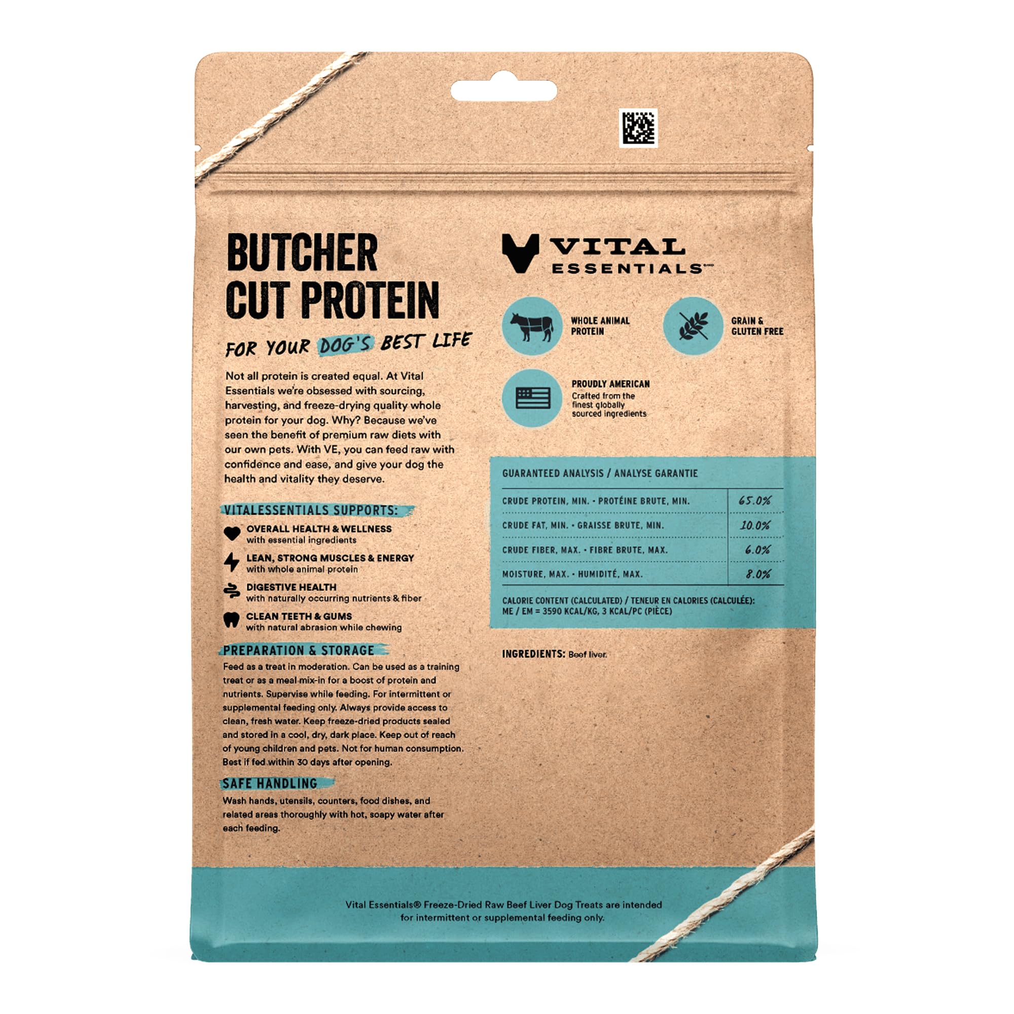 Vital Essentials bocaditos de hígado de res, único ingrediente para entrenamiento.