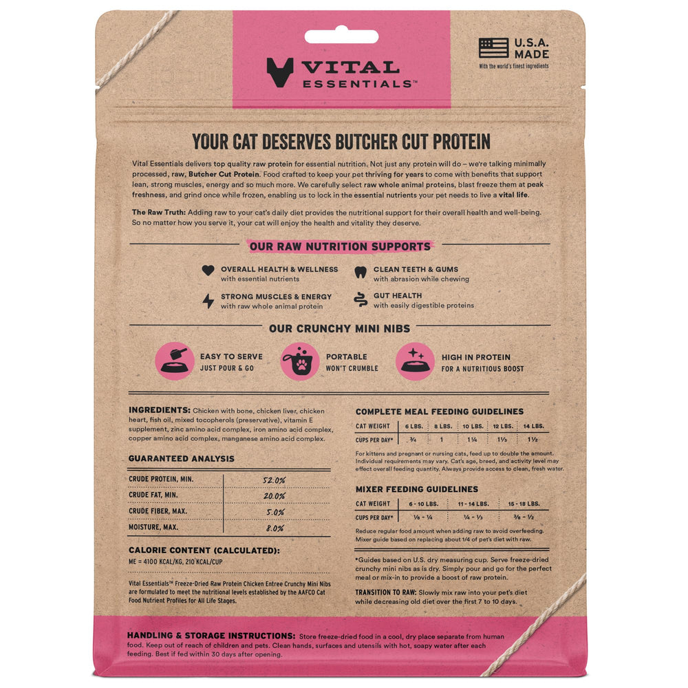 Vital Essentials bolsa 8oz, alimento de pollo crudo para gatos