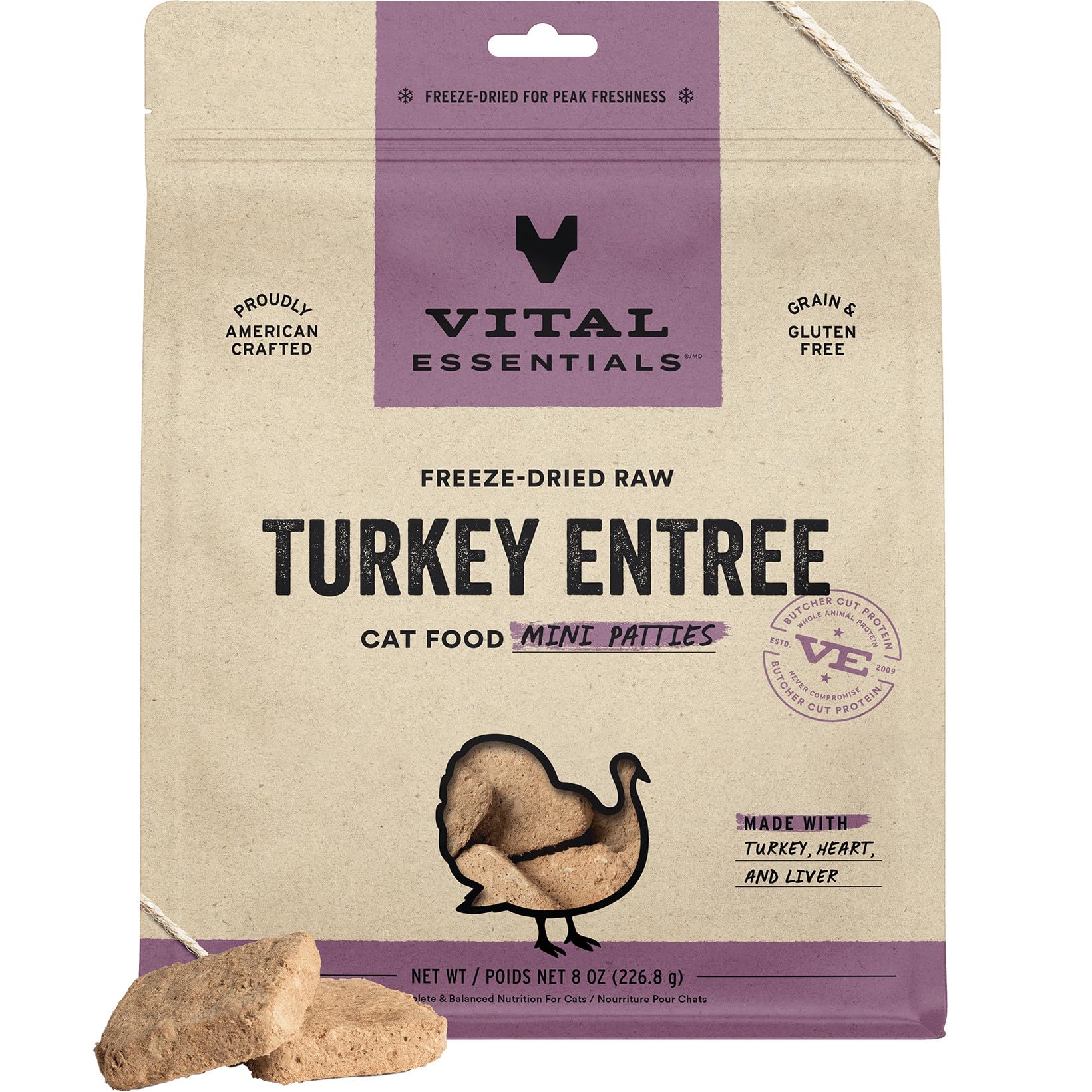 Vital Essentials comida para gatos liofilizada pavo mini patitas: proteína premium para músculos