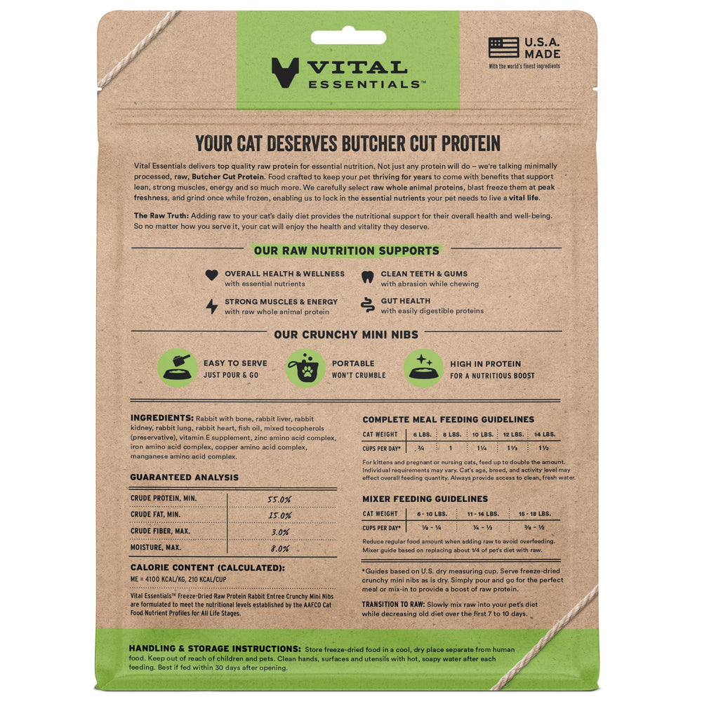 Vital Essentials conejo crudo mini-nibs para nutrición completa