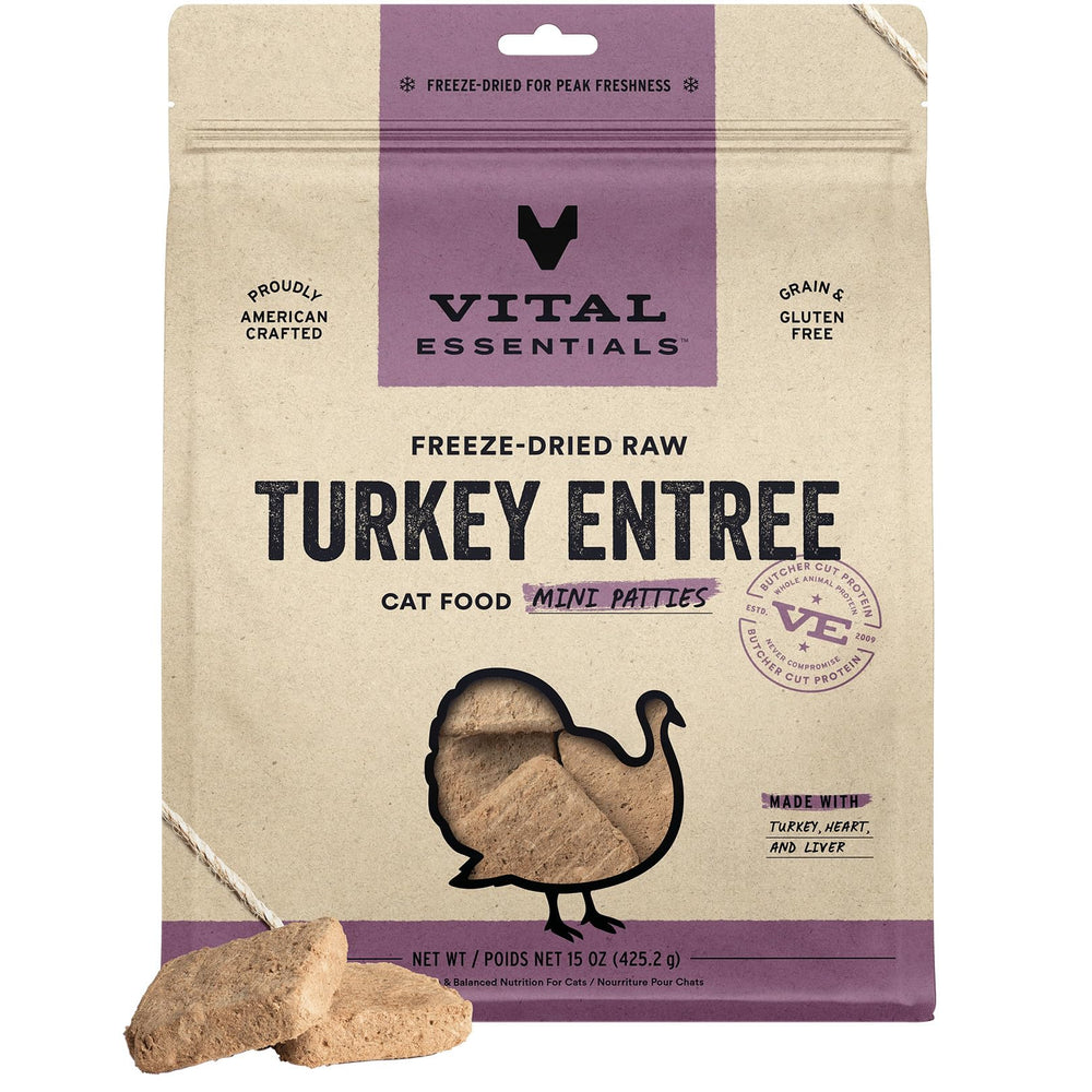 Vital Essentials mini hamburguesa de pavo, porción ideal para una comida balanceada y sabrosa