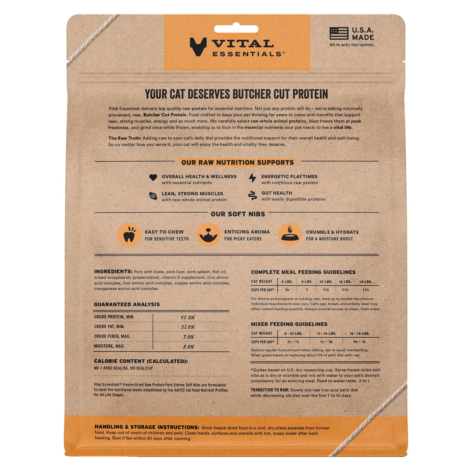 Vital Essentials trozos blandos de cerdo crudo en porciones para tazón